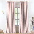 Vision Home Soft Pink Pinch Pleated Full Blackout Curtains Linen Blended Room Darkening Curtain Panels 90 inch for Living Room Bedroom Thermal Insulated Pinch Pleat Drapes with Hooks 40" Wx90 Lx2