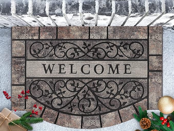 Thick Welcome Mats Outdoor, 24 * 36" Large Front Door Mat Entrance, Durable Welcome Mat for Front Door, Heavy Duty No Slip Rubber Outdoor Mats for Home Entrance