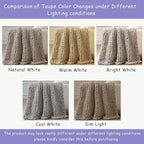 Bigacogo Chunky Knit Throw Blanket for Couch, 40x80 inches, 100% Hand Knitted with Thick Jumbo Chenille Yarn, Cozy Soft Large Rope Knot Cable Crochet Blankets for Sofa Bed Living Room, Taupe