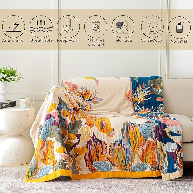 MSGKV Boho Throw Blanket King Size Warm Blanket for Couch and Sofa Blankets Cover for Living Room Blanket Throw Blanket Summer Cozy Bed Quilt(D-Flower and Butterfly, 108" x 90"(King))
