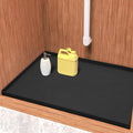 URMONA Waterproof Silicone Under Sink Mat 22'' x 19'' Shelf Liner for Kitchen and Bathroom, Cabinet and Counter Protector, Storage and Organizers, Litter Mat, Pet Cat Puppy Essentials(Black)