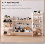 4NM No Assembly Foldable Bookshelf, 6-Shelf Collapsible Bookcase Storage for Small Spaces, 74" H, Natural White