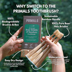 PRIMALS Boar Bristle & Bamboo Toothbrush (4-Pack) - Premium Boar Bristles - Fully Biodegradable - Plastic & Nylon Free - Quick Dry Design