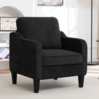 Accent Chairs Set of 2, Upholstered Living Room Chairs with Side Pockets, Mid Century Modern Reading Chair for Bedroom, Comfy Armchair Single Sofa Side Chair for Office, Small Room, Black