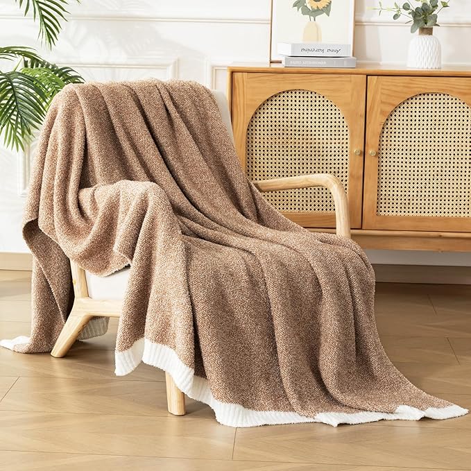 LURKA Fine Knit Throw Blanket - Super Soft Breathable Lightweight Blanket for Couch Bed Sofa (Camel, Throw(50"x 60"))