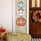 3 Pieces Pumpkin Decor Grateful Thankful Blessed Wall Signs,Rustic Hanging Welcome Door Sign for Autumn Harvest Thanksgiving Halloween Door Wall Decoration Indoor Outdoor Fall Decor for Home