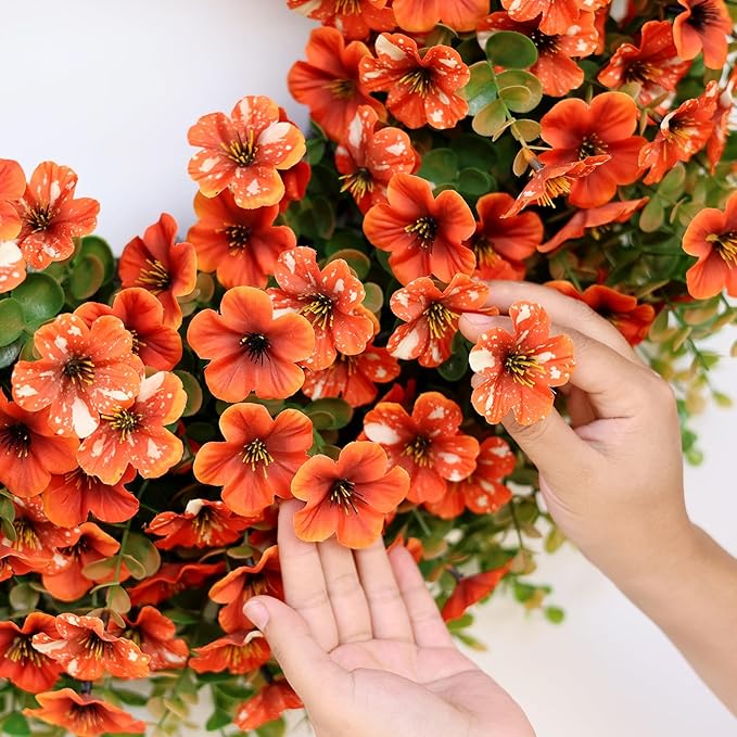 26" Fall Wreath for Front Door, Porch, Window - Large Artificial Boxwood Leaves with Fake Daisy Flowers Outdoor Wreath Faux Eucalyptus for Home Farmhouse Harvest Festival Thanksgiving Day Autumn Decor