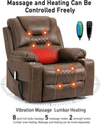 Large Power Lift Chairs Recliners for Elderly with Heated and Massage, Upgraded Dual Motor Lay Flat Recliners, 25in Extra Wide Seat, Cup Holder, Side Pocket…, Brown/Breathing Leather