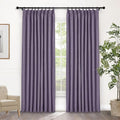 Macochico 100% Blackout Pinch Pleated Linen Curtains 84 Inch Length Thermal Blackout Curtains for Bedroom Living Room Nursery Violet Farmhouse Burlap Curtains with Tieback 52”Wx84”L 1 Panel