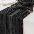 Sioloc Black Cheesecloth Table Runner Fall Autumn Decor for Home 10ft Table Cloth for Wedding Birthday Party Halloween Thanksgiving Decorations