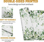Sage Green Leaf Placemats Set of 4 Eucalyptus Leaves Place Mats 12×18 Inch Spring Summer Rustic Vintage Farmhouse Washable Linen Fabric Table Mats for Party Kitchen Dining Outdoor Indoor Decor