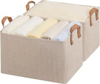 StorageWorks Storage Bins, Fabric Storage Bins for Shelves, Large Storage Baskets with Metal Frame, Closet Baskets and Bins with Handles, Brown and Beige, 2-Pack