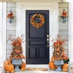 Fall Wreath for Thanksgiving Decorations 24inch - Walasis Large Wheat Wreaths for Front Door - Harvest Grain Gold Autumn Wall Decor for Indoor Outdoor