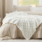 Bedsure GentleSoft Twin Blanket for Bed White - Super Soft Cozy Blankets for Women Men Girls, Cute Fuzzy Fleece Throws for Bedroom Couch, 60x80 Inches