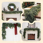 Christmas Cedar Garland Artificial Real Touch Thickness Realistic Greenery Pine Garland for Mantle Fireplace Outdoor Indoor Christmas Decorations 5FT