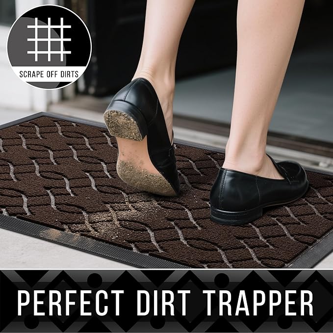 Yimobra Front Door Mat Outdoor Indoor72x24, All-Season, All-Weather, Heavy Duty Welcome Door Mats Outside Entrance, Non Slip Porch Patio Entrance Mat, Coffee