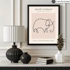 Poster Master Vintage Poster - Retro One Line Elephant Drawing Print - Elephant Art - Minimal Gift for Men, Women, Animal Lover - Abstract Wall Decor for Home, Office, 24x32 Unframed Wall Art