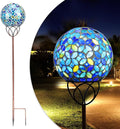 Solar Lights Outdoor Decorative, Solar Gazing Ball Mosaic Garden Stakes Decorative Waterproof Outdoor Lights for Pathway Yard Lawn Decoration (Blue)