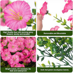 Artificial Flowers for Outdoors Fake Plants Outside Decoration, 12 Bundles Silk Pink Morning Glory with Eucalyptus UV Resistant Look Real Faux Flowers for Planter Front Door Yard Gardens Home