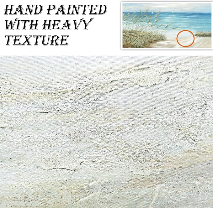 cozy country Coastal Wall Art 45"x30" - Beach Pictures Ocean Canvas Decor - Nautical Artwork Seascape Hand Painting for Living Room, Sea House