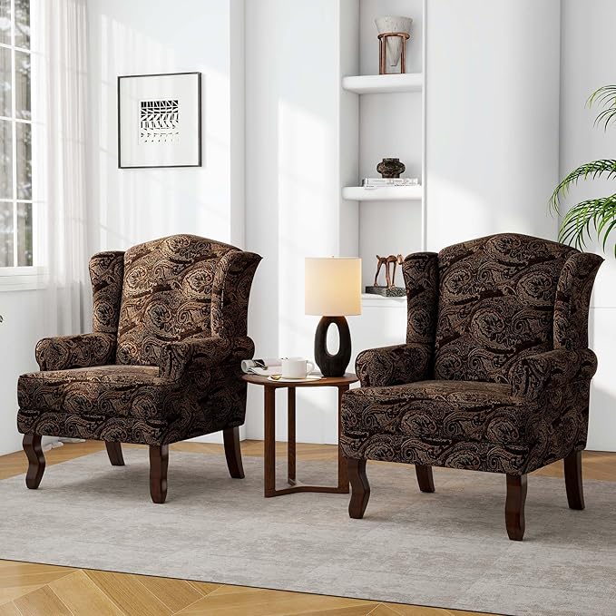 Accent Chair, High Back Upholstered Armchair with High Resilience Sponge & Wood Legs, Mid-Century Modern Comfy Single Sofa Reading Chairs for Living Room, Bedroom (Cranberry, Set of 1)