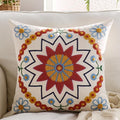 Embroidered Throw Pillow Cover 18x18 Classic Fall Boho Floral Pattern Pillows Cover Outdoor Decorative Pillowcase,Durable Cozy Textured Cushion Case for Sofa Couch Bed Living Room,Orange