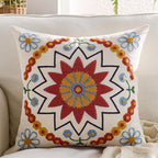 Embroidered Throw Pillow Cover 20x20 Classic Fall Boho Floral Pattern Pillows Cover Outdoor Decorative Pillowcase,Durable Cozy Textured Cushion Case for Sofa Couch Bed Living Room,Orange