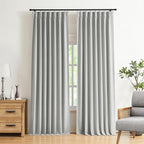 Vision Home Light Gray Pinch Pleated Full Blackout Curtains Linen Blended Room Darkening Curtain Panels 95 inch for Living Room Bedroom Thermal Insulated Pinch Pleat Drapes with Hooks 8FT 40"Wx95"Lx2