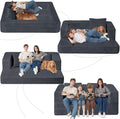 Folding Bean Bag Chair for Adults,3-in-1 Bean Bag Couch Faux Fur Floor Sofa Large Beanbag Convertible Bean Bag Sofa Bed with Pillow in Bedroom,Living Room,Apartment(Queen,Dark Grey)