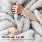 Luxury Faux Fur Throw Blanket, Soft Fluffy Faux Mink Blankets for Bed, Couch, Sofa, Thick Cozy Plush Warm Fur Throws with Reversible Velvet, Frosted White Wolf, 60"x80"