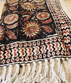 Bohemian Mud Cloth Handmade Throw with Tassels - 120x180 CM Handblock Printed Floral Cotton Blanket, Soft Handloom Sofa Throw for Living Room, Bed, Couch & Home Décor