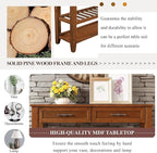 Solid Wood Console Table Entryway Table with Storage Drawers and Shelves Sofa Tables (42" Brown)