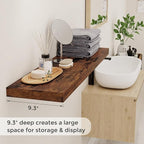 40 Inch Floating Shelvese, 40" W x 9" D Floating Shelf Set of 2, Farmhouse Wood Wall Shelves for Bedroom, Kitchen, Wall Mounted Deep Shelving for Home Decor, Rustic Brown Color
