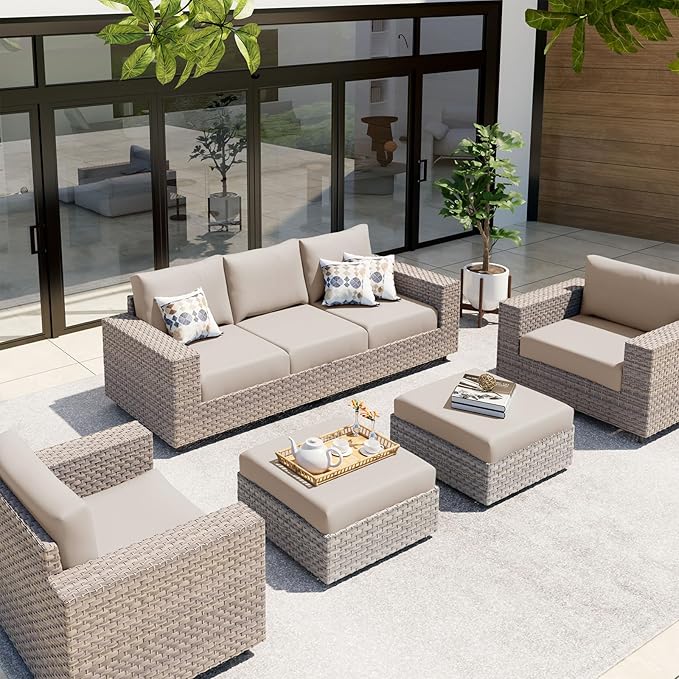 hyha Waterproof Couch Cushion Covers, Stretch Sofa Couch Seat Slipcover for Dog Washable, Non-Slip Waterproof Outdoor Cushion Covers for Patio Furniture Replacement (2 Pieces, Taupe)