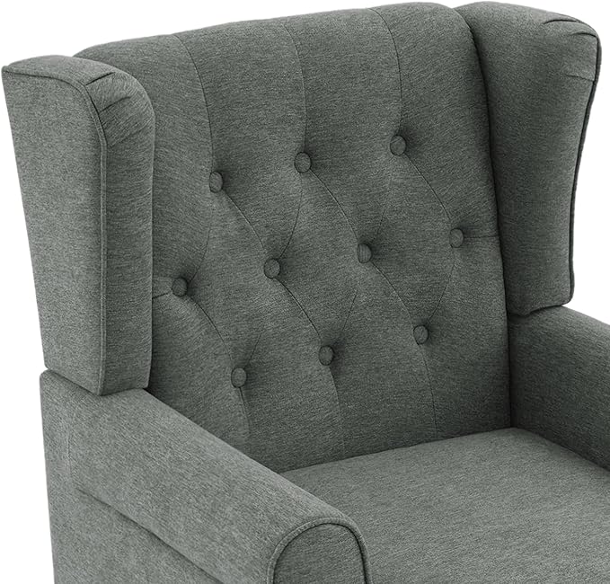 UIXE High Back Accent Chairs Set of 2, Upholstered Armchair in Fabric, Retro Wingback Arm Chair for Living Room, Comfy Single Sofa Bedroom Reading Seat with Solid Wood Legs - Dark Gray