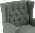 UIXE High Back Accent Chairs Set of 2, Upholstered Armchair in Fabric, Retro Wingback Arm Chair for Living Room, Comfy Single Sofa Bedroom Reading Seat with Solid Wood Legs - Dark Gray