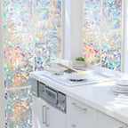 HIDBEA Window Privacy Film Static Clings, Rainbow Window Film, 3D Decals Non-Adhesive Window Vinyl Film for Home Door, 17.3 Inch x 6.5 Feet