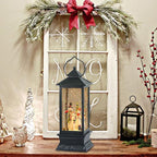Eldnacele Singing Battery Operated Musical Lighted Christmas Snowman Water Glittering Swirling Snow Globe Lantern with Music Christmas Home Decoration and Gift, Snowman Family