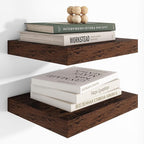 Heimlove 12 Inch Deep Floating Shelves, 12 x 12 inches Long Wall Shelf, Large Extra Display Shelf & Storage Shelf, Rustic Wood Wall Shelves for Fireplace Mantel, Brown - 2Pack