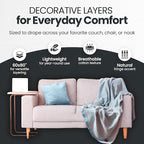 Gold Case Throw Blanket for Couch – 100% Recycled Turkish Cotton Blankets & Throws – Elegant Decorative Throw Blankets for Living Room Sofa – Woven Throws for Couch – Vintage Beige – 60x80