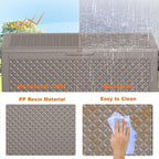 100 Gallon Resin Deck Box, Lockable Outdoor Storage Box for Patio Cushions Storage Furniture,Garden Tools, Pool Supplies, Weatherproof and UV Resistant (Grey L)