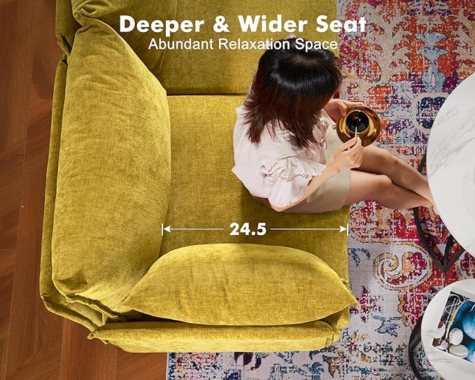 102.6" Modular Sectional Sofa, L Shaped Couch Set for Living Room, 3-Seater Comfy Cloud Couches with Movable Storage Ottoman,DIY Combination - Chenille Yellow