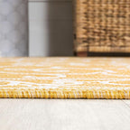JONATHAN Y Vintage Filigree Indoor Outdoor Area Rug 5X8 Yellow/Cream, Charleston Textured Weave for Backyard, Patio, Porch, Easy-Cleaning, High Traffic, Pet-Friendly, Non-Shedding (SMB106L-5)