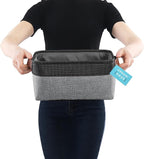 OrganiHaus Small Fabric Storage Baskets for Shelves 3 Pack, 12x8in Closet Storage Bins for Shelves, Cloth Baskets for Organizing, Linen Closet Organizers, Fabric Basket, Gray/Black