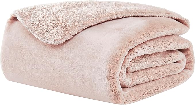 UGG Whitecap Plush Throw Blanket Fleece Lightweight Soft Throw for Couch or Bed Luxury Home Decor for Living Room Washable Hypoallergenic Blankets for Dorm Decor, 50-inch x 70-inch, Light Pink Quartz