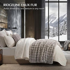EVERGRACE Ultra Soft Luxury Fluffy Ridgeline Faux Rabbit Fur Throw Blanket, Thick Warm Bubble Throw for Bed, Cozy Plush Reversible Blankets for Couch, Chair, Sofa, Taupe, 50x60 Inches, 870 GSM