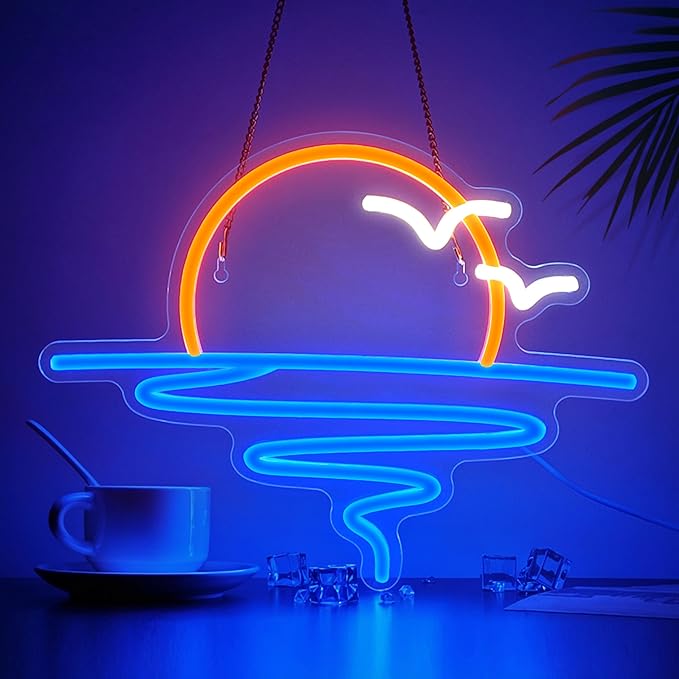 Sunset Sunrise Neon Sign for Wall Decor Dimmable LED Neon Light Sign for Beach Bedroom Living Room Wedding Bar Party Home Room Decor
