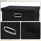 Medium 15" 21 Quart Collapsible Stackable Storage Bins with Lids, 3 Packs Black Foldable Fabric Closet Boxes Heavy-duty Lidded Linen Cube Basket Container Organizer and Storage for Bedroom
