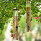 MIXXIDEA Metal Tube Bird Feeders for Outdoors - 6 Ports Hanging Feeder Attracts Wild Birds in Your Lawn, Garden, Balcony - Antique Copper - 1 Pack