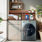 Royxen 2-Tier Washer Dryer Countertop,19.5" H Wood Washer and Dryer Topper with Shelf,Laundry Countertop Over Washer and Dryer, Universal Fit for Laundry Room Organization (Walunt, 54" WX27.5 D)